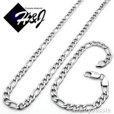 CONJUNTOS de collar de cadena de eslabones Figaro de plata de 5 mm de acero inoxidable para hombre de 24"