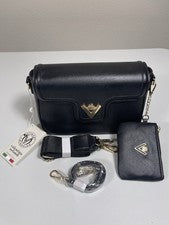 Conjunto bandolera y monedero negro Valentino Orlandi para mujer