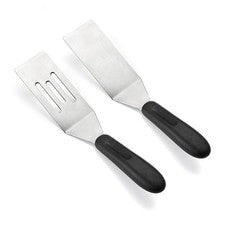 Juego de 2 espátulas de acero inoxidable inclinadas para borde para huevos de panqueques