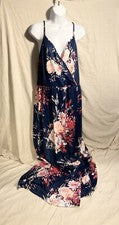 Maxi Vestido Informal ININ Moda Para Mujer XXL Cuello en V Sin Espalda Floral Dividido