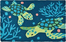 Alfombra de acento Jellybean Deep Sea Turtles 20x30 lavable a máquina interior exterior