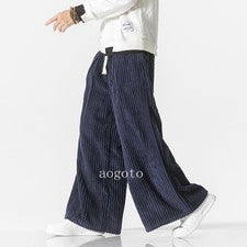 Hombres Pana Sueltos Pantalones Sueltos Informales Cintura Elástica Piernas Anchas Pantalones Moda