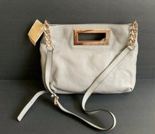 Michael Kors Mujer Berkley LG Mensajero Cuero Genuino Gris Perla Nuevo con Etiquetas