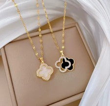 Collar colgante de oro de lujo piedras trébol madreperla joyería regalo ella
