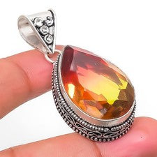 Colgante de joyería de plata esterlina 925 hecho a mano con piedras preciosas...