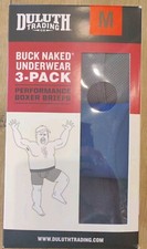 ⭐NUEVO⭐ Paquete de 3 calzoncillos boxer Duluth Trading Buck Naked para hombre MEDIANOS azul gris negro