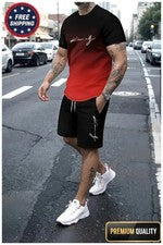 Conjunto deportivo de verano para hombre Camiseta y pantalones cortos de manga corta Conjunto de 2 piezas Informal Stre