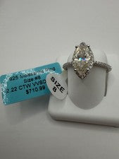 Anillo de moissanita marquesa de plata de ley 925 #R91 talla 8 2,22 CTW