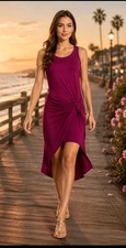 Vestido sin mangas The Vanity Room para mujer talla S nudo frontal punto alto-bajo nudo orquídea nuevo con etiquetas
