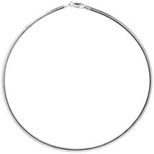 Collar de cadena Omega lisa de plata de ley 925 para mujer Italia de 3 mm de 7" a 20"
