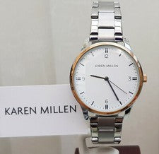 Nuevo KAREN MILLEN Pulsera Tono Plata Damas Reloj Pulsera Delgada PVP £189 (KM55