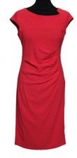 DAMENKLEID KLEID FIGURBETONT CORAL ROT ETUIKLEID DRAPE DRESS Gr. XS 34 NEU