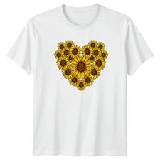 Camiseta Girasol Corazón Acuarela Mujer Regalo Botánico Para Ella