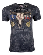 Camiseta AFFLICTION Para Hombre CK BULLHEADED TEE Etiqueta Negra Motociclista
