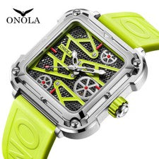 Reloj mecánico automático impermeable de silicona hueco cuadrado para hombre ONOLA