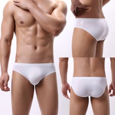 Paquete de 3 pantalones triangulares de nailon transpirables de moda cintura baja para hombre bragas de seda helada
