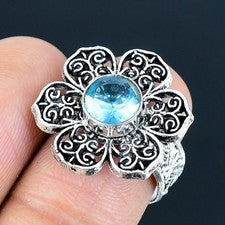 Anillo de joyería de plata esterlina 925 hecho a mano con piedras preciosas...