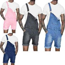 Moda Ropa de calle Para hombres Tirantes Denim Monos Carga Pantalones Hombres Pantalones Cortos