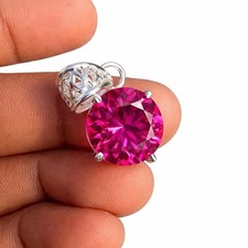 Colgante de zafiro rosa natural certificado GIE de 20 quilates corte redondo 925 piedras preciosas sueltas