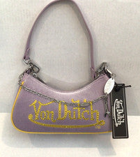Bolso de hombro Von Dutch para mujer pequeño talla única púrpura dorado, dijes plateados nuevo con etiquetas