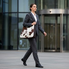 Bolso para computadora portátil de cuero de vaca holgado Hobo Monedero Bolso de trabajo estilo occidental para mujer