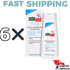 6x Champú anticaspa Sebamed Hair Care para cuero cabelludo graso y propenso 200 ml