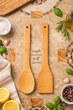 Juego de 2 cucharas de cocina de bambú natural utensilios de cocina de madera ecológica antiadherente seguro