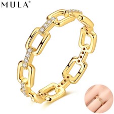 Anillo de oro de plata esterlina 925 original MULA transparente AAA CZ para mujer joyería