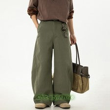 Pantalones Sueltos Retro Estilo Americano Para Hombres Largos Pierna Ancha Informales Primavera Carga