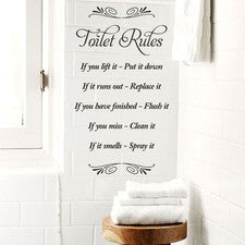 Reglas de inodoro vinilo pared baño arte pegatina transferencia decoración del hogar HECHO EN UK