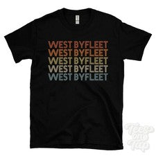 CAMISETA ESTILO RETRO REPETIDA WEST BYFLEET para hombre y mujer Reino Unido top name regalo