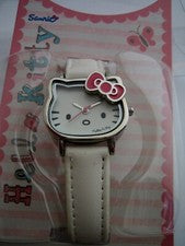 RELOJ HELLO KITTY HK006 OFICIAL SANRIO ACERO INOXIDABLE CUERO BLANCO GENUINO
