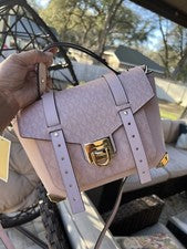 Bolso Bandolera Michael Kors Manhattan Mediano Cuero y Logo Rubor Nuevo con Etiquetas