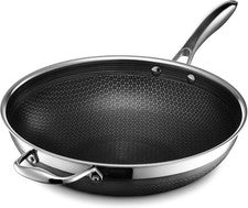 Utensilios de cocina híbridos Hexclad sartén de acero inoxidable antiadherente 12" Wok (SIN TAPA) - ¡¡¡NUEVO!!!!