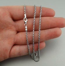 Collar de cadena de caja redonda oxidada de 2 mm - Plata de ley 925 - Unisex 16"-30"