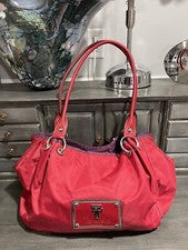 TIGNANELLO Cartera de Nylon/Cuero para Mujer Roja Bolso de Mano/Hombro Grande NUEVO