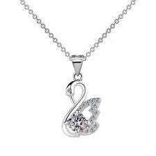 Collar Animales Cisne Liso Genuino Plata de Ley 925 para Damas 45CM
