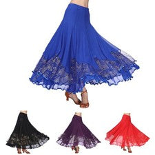 Disfraz de danza del vientre largo satinado swing falda de baile maxifalda para mujer