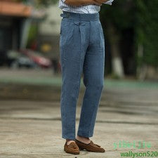 Hombres Verano Lino Delgado Informal Pantalones Pierna Recta Negocios Informales Pantalones Cortos