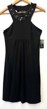 Vestido Inc. Negro Para Mujer Pequeño Estrás Cuello Halter Sin Mangas Cóctel Fiesta