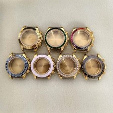 Caja de reloj de 39 mm para VK63 cuarzo VK63A acero fino cristal de zafiro estuches para relojes