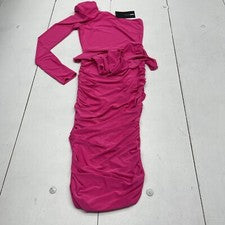 Moda Nova Of High Importance Vestido MIDI Acanalado Rosa Para Mujer’s Pequeño Nuevo