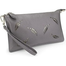 Bolso Bandolera YALUXE Para Mujer Gris Cuero Genuino Muñequera Bolso sin asas D27-4