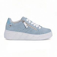 Rieker W2605 Mujer Cuero Cordones Ligero Azul Entrenadores de Corte