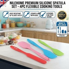 Juego de espátulas de silicona de 4 piezas que ahorran espacio - Utensilios de cocina duraderos y coloridos