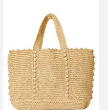 BTB Los Angeles Lisbeth Mujer Mediano Paja Bolso de Playa en Beige Tostado