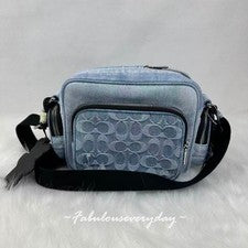 Bolso Bandolera Coach Fletcher Para Hombre En Loved Signature Denim Índigo Claro CEA06