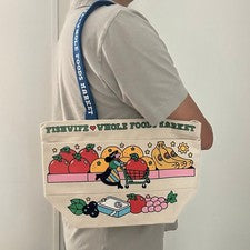 Bolso de Mano Mediano Fishwife X Whole Foods Market Lona Nuevo con Etiquetas Edición Limitada Orgánico