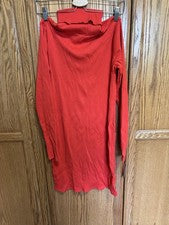 Vestido ceñido al cuerpo acanalado cuello alto manga larga Wild Fable rojo brillante L nuevo con etiquetas