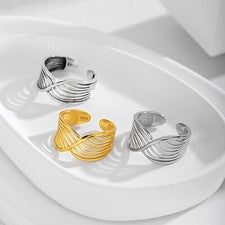 Damen Ring Wellen 50 - 54 verstellbar Sterling Silber 925 offen
